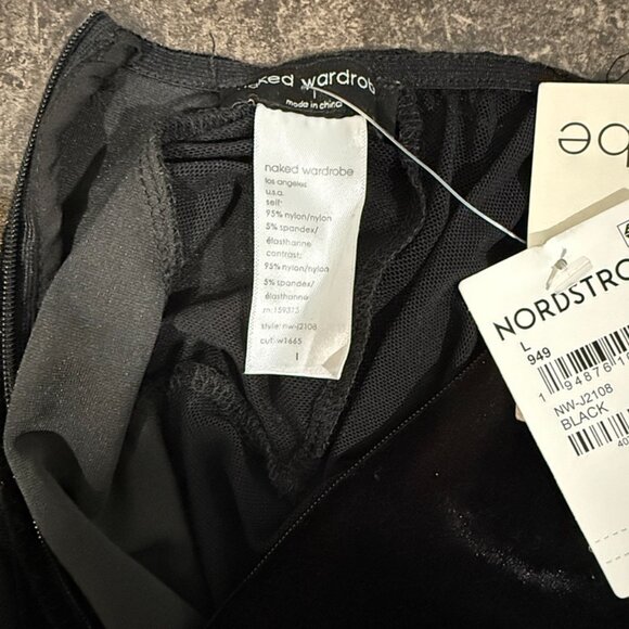 NEW Naked Wardrobe Velvet Mesh Jumpsuit Large - Picture 6 of 7